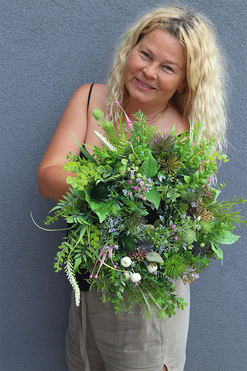 Bieszczady, zielony wianek na drzwi z ziołami, śr.30/37cm