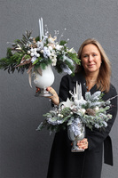 Melinia, adwentowy stroik z reniferem w pucharze