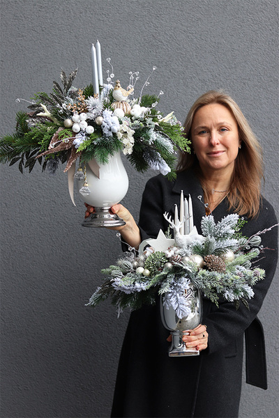 Melinia, adwentowy stroik z reniferem w pucharze