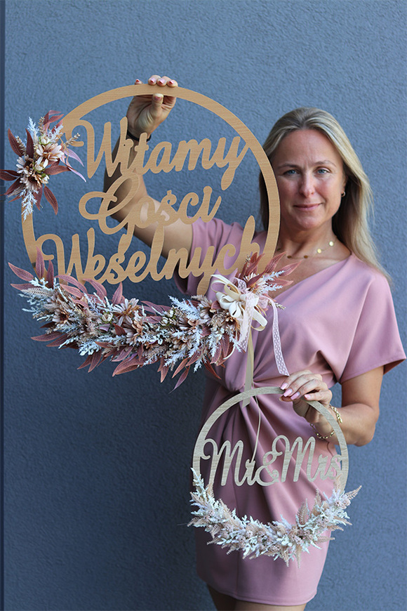 Boho Love 3, krąg ślubny wianek, Witamy Gości Weselnych