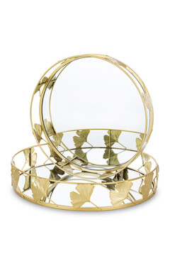 Ginko A, dekoracyjna taca z lustrzanym blatem, kpl.2szt, śr.38/33cm