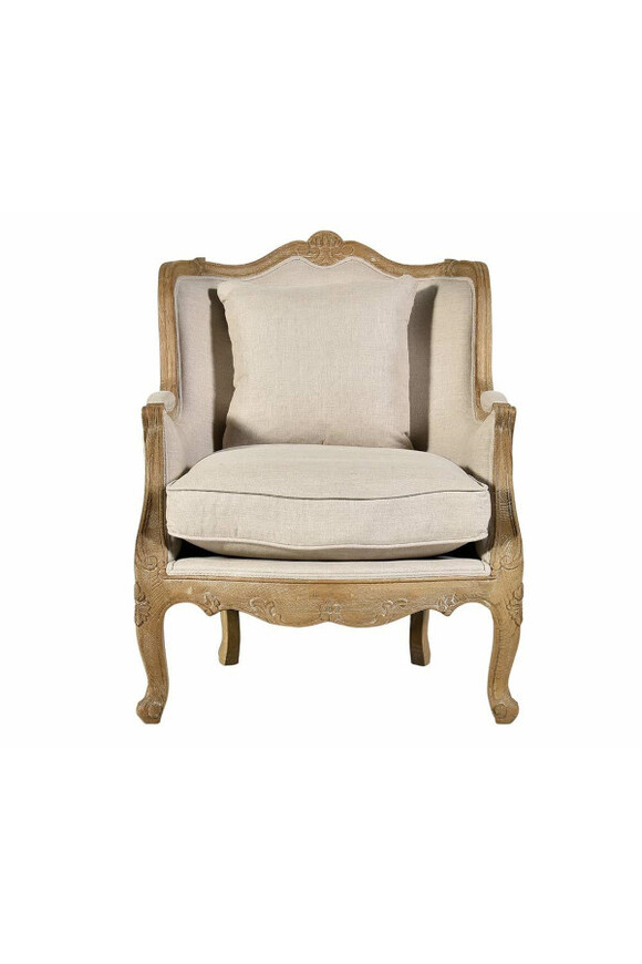 Classic, fotel duży uszak lniane obicie