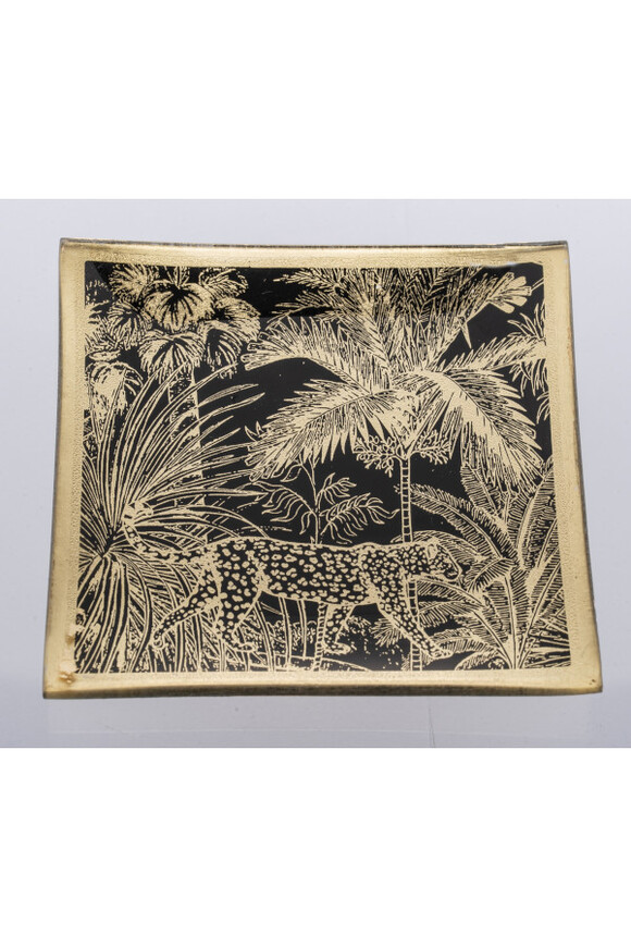 Jungle, szklana podstawka pod świece, wym.10x10cm