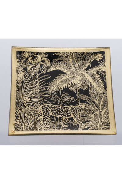 Jungle, szklana podstawka pod świece, wym.10x10cm