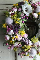 kolorowy wiosenny wianek z białymi makami, Pasteo, śr.30cm 