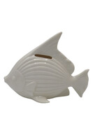 figurka ceramiczna marynistyczna Ryba - Skarbonka A, biała, wym.17x8.5x14cm