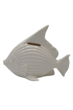 figurka marynistyczna Ryba - Skarbonka A, biała, wym.17x8.5x14cm