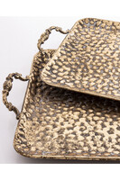 Frezja, złota dekoracyjna taca metalowa