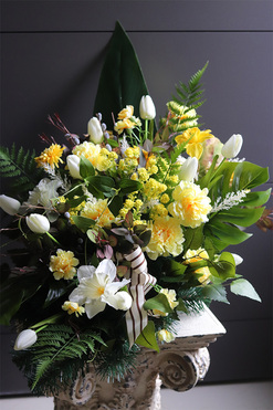 Wiosenne Wspomnienia Yellow, żółta wiązanka nagrobna, dł.87cm