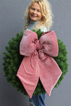 bożonarodzeniowy wieniec na drzwi, Papillon Pink Christmas, śr.60cm, limitowana edycja
