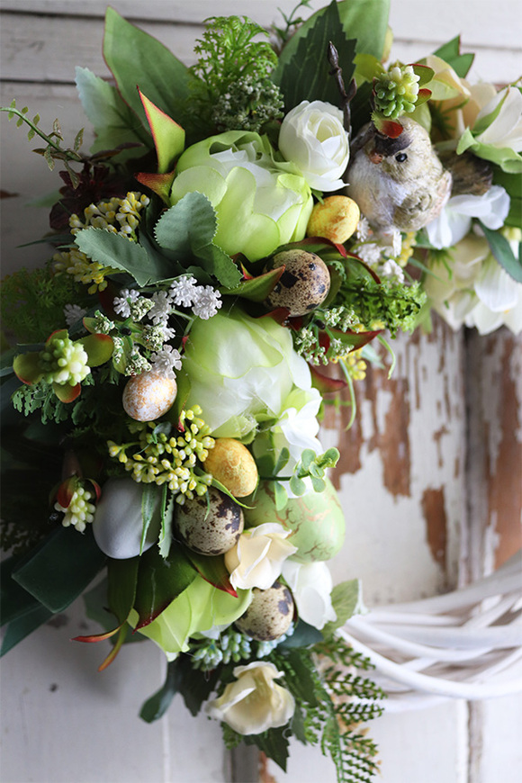 biały wianek wielkanocny, Greenes, śr.34cm 