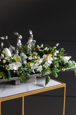 Longorita Silver, stroik wielkanocny na paterze, wym.25x82x35cm