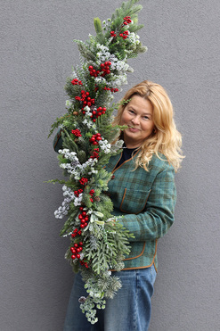 Szkarłatne Święta, girlanda świąteczna z owocami, dł.125cm