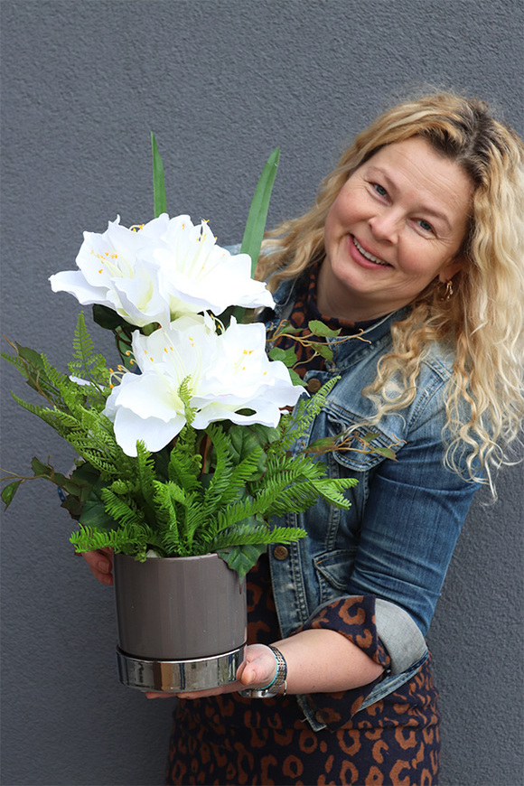 Amarylia Small, dekoracja kwiatowa z amarylisem, wys.50cm 