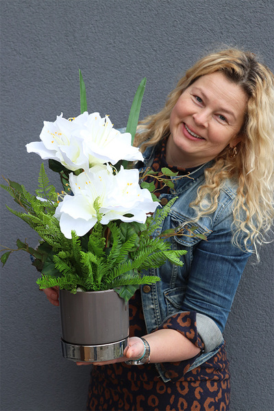 Amarylia Small, dekoracja kwiatowa z amarylisem, wys.50cm 