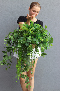 Green House, zielona kompozycja wisząca, wym.110x40cm