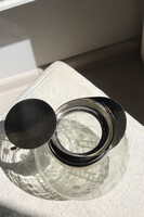 Glamour niklowany pękaty dzbanek z pokrywką, wys.19x20cm