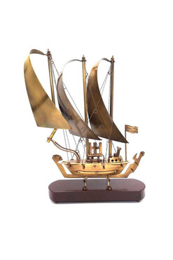 Brass Marine, mosiężny model okrętu B, wys.38cm