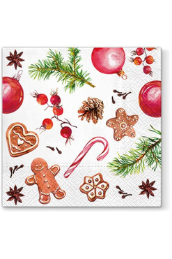 OD RĘKI świąteczne serwetki papierowe Cookie, 33x33cm