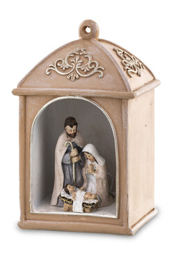 Szopka Latarenka A, świąteczna figurka LED, beżowa, wys.11cm