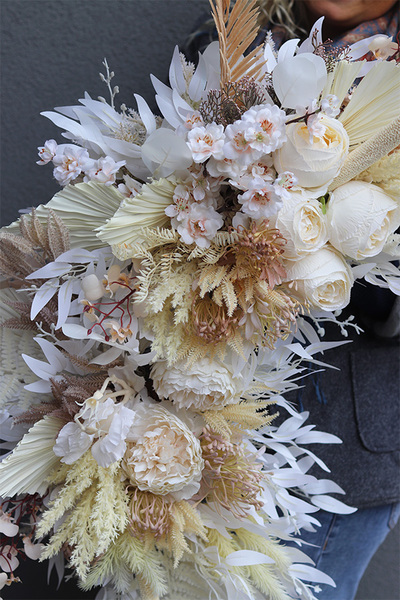 Boho Style, narożna girlanda ze sztucznych roślin z suszem