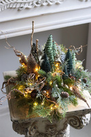 Złote Jelenie, świąteczny stroik na tacce LED