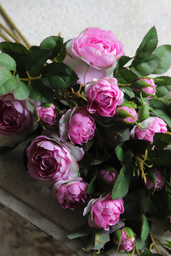 Róża Natural Lila, gałązka sztucznej róży, 5szt, dł.53cm