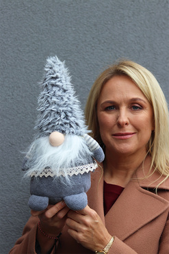 OD RĘKI XMAS Grey, figurka świąteczna skrzat, wym.35x15x12cm