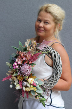 Barbara, asymetryczny jesienny wianek, rozp.40cm