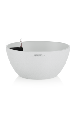 Cubeto Stone, doniczka z nawadnianiem, biały kwarc, wym.13x30cm