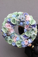 Pumpkin Blue, niebieski jesienny wianek z dyniami	