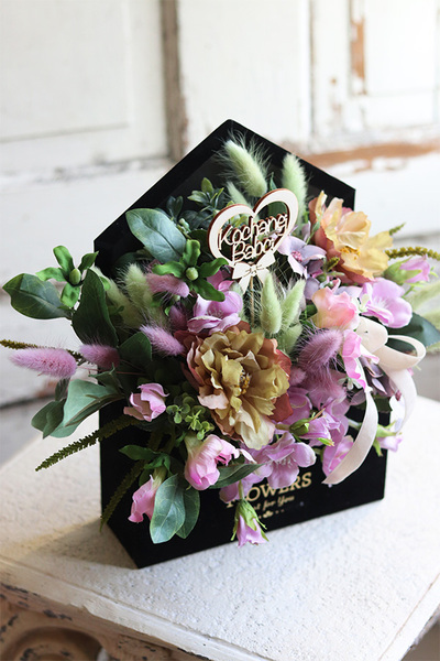 bardzo urocza koperta / welurowy flowerbox, Melinio, wym.30x35cm