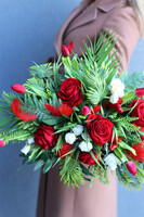 Red Dalia, dekoracja nagrobna na tacy