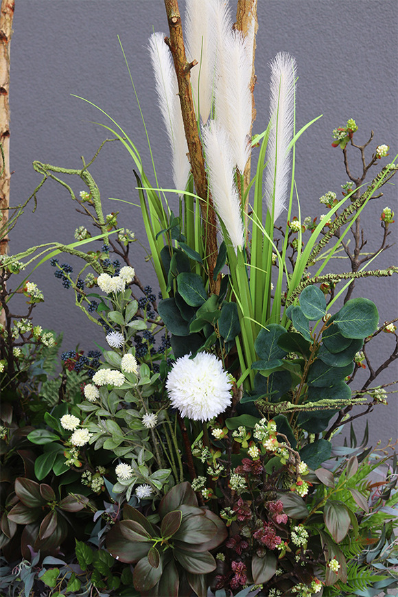 Geriya Beige, zielona kompozycja z trawami, wys.201cm