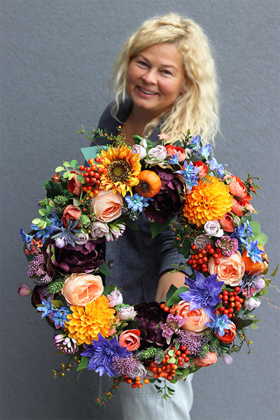 Jesienna Harmonia 3, jesienny kwiatowy wianek