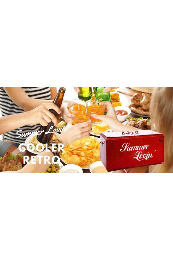 Cooler Retro, metalowy cooler przenośny	
