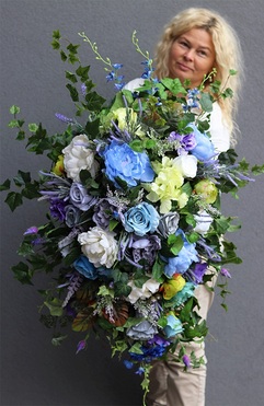 Blusilda Belia 2, niebiesko-zielona wiązanka nagrobna, dł.100cm 