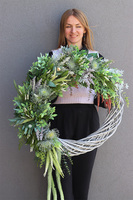 Green Leaves asymetryczny zielony wianek