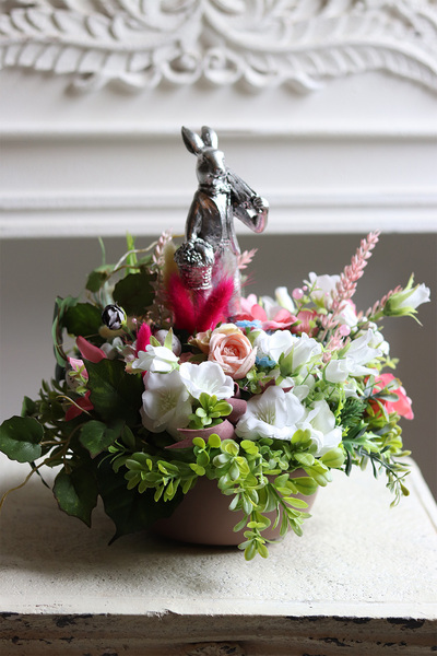 kompozycja stroik wielkanocny, Zajączek z Parasolem 2