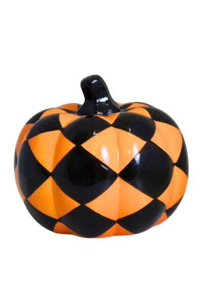 Pumpkin Orange D, dekoracyjna dynia ceramiczna, mała, wym.12.8x12.8x10.8cm