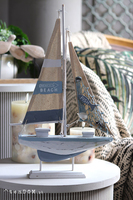 OD RĘKI figurka drewniana żaglówka Boat, wys.42cm