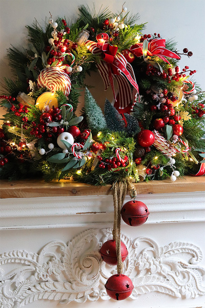 Mikołajowy Las Lollypop, wianek bożonarodzeniowy LED