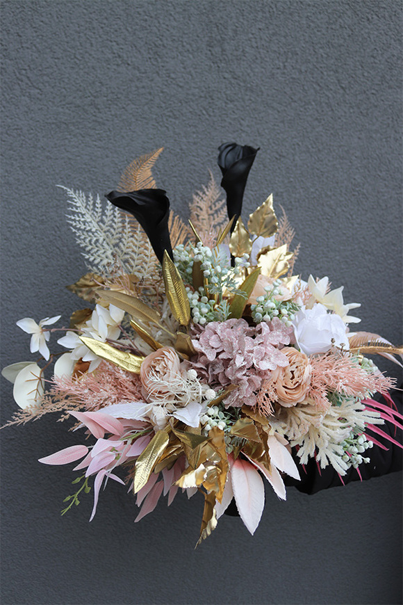 Mortario Kalia Lux 2 , nowoczesny bukiet nagrobny we wkładzie, wys.55cm