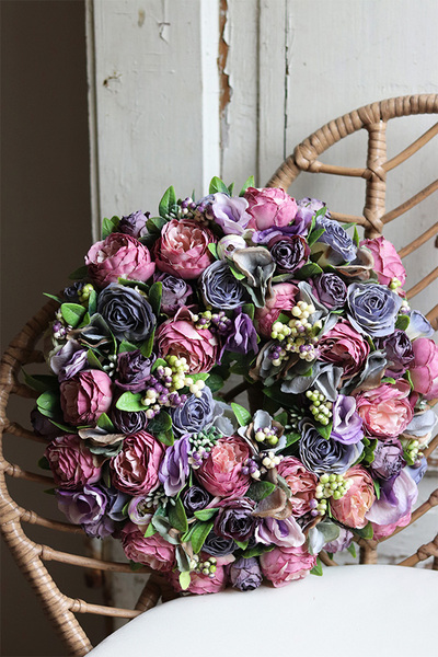 Grenata Arkadia, dekoracyjny fioletowo-różowy wianek