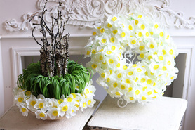 Narcyz, komplet dekoracji wielkanocnych, stroik + wianek