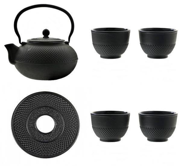 Awaji żeliwny zestaw do herbaty na cztery osoby czarny