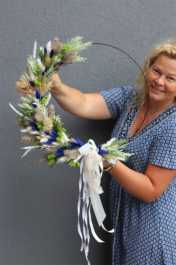 Subtelle Boho Rio 2, delikatny wianek na obręczy z suszem