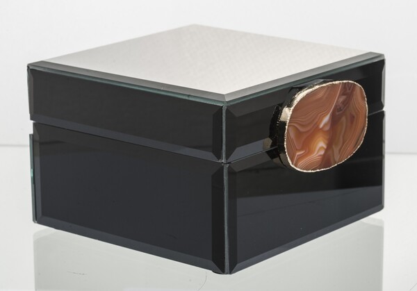 Agate Simple B, szklane puzderko / szkatułka na drobiazgi, wym.8x12.5x12.5cm