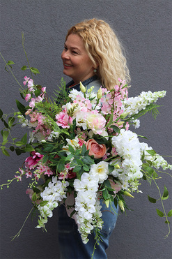 Malediwy Pink L, różowy bukiet kwiatów, wys.70cm