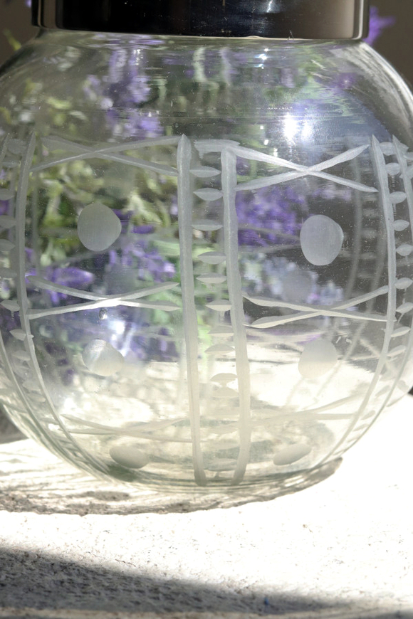 Glamour niklowany pękaty dzbanek z pokrywką, wys.19x20cm